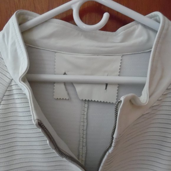 White Ribbed Leather Jacket - Picture 5 of 9